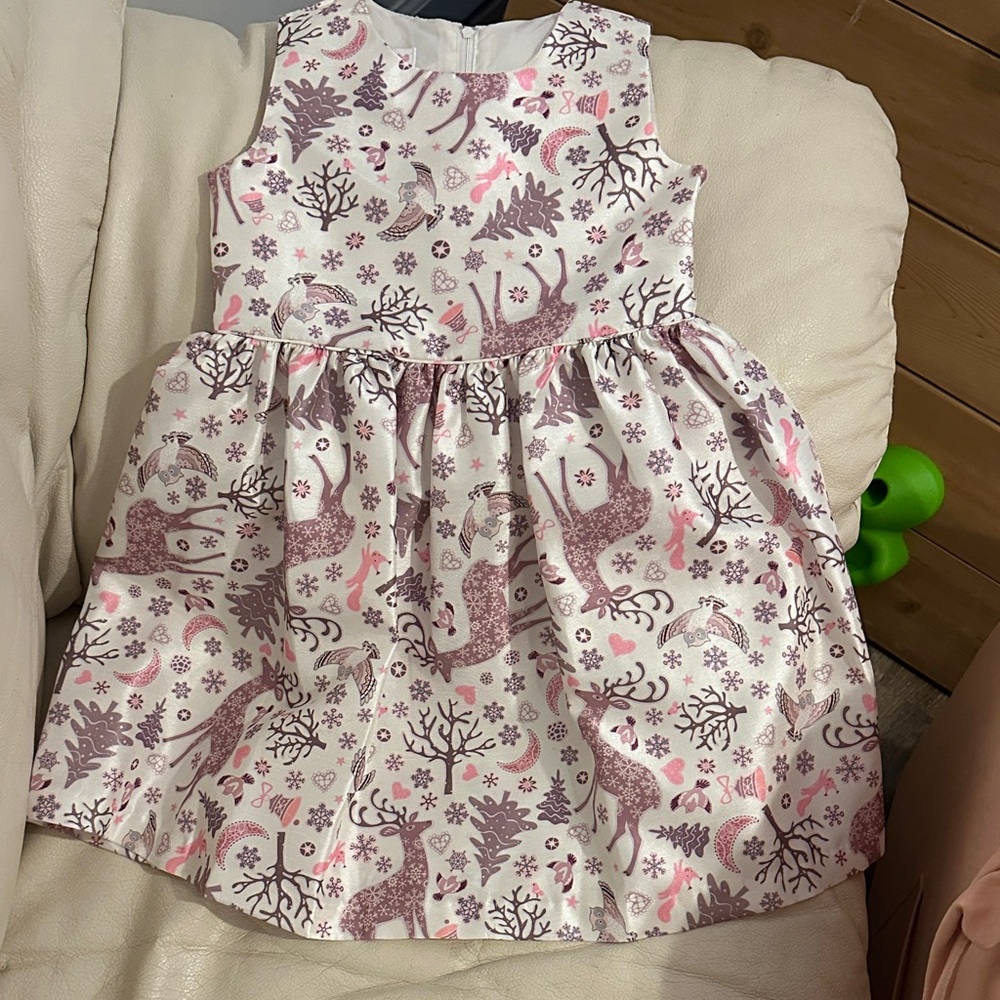Bonnie Jean Pink and White Animal Print Dress